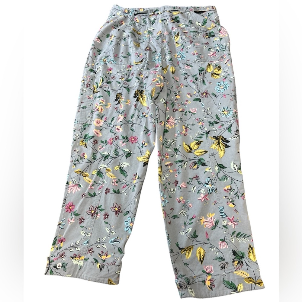 Anthropologie Victoria floral cargo pants blue botanical floral boho feminine - Picture 5 of 14